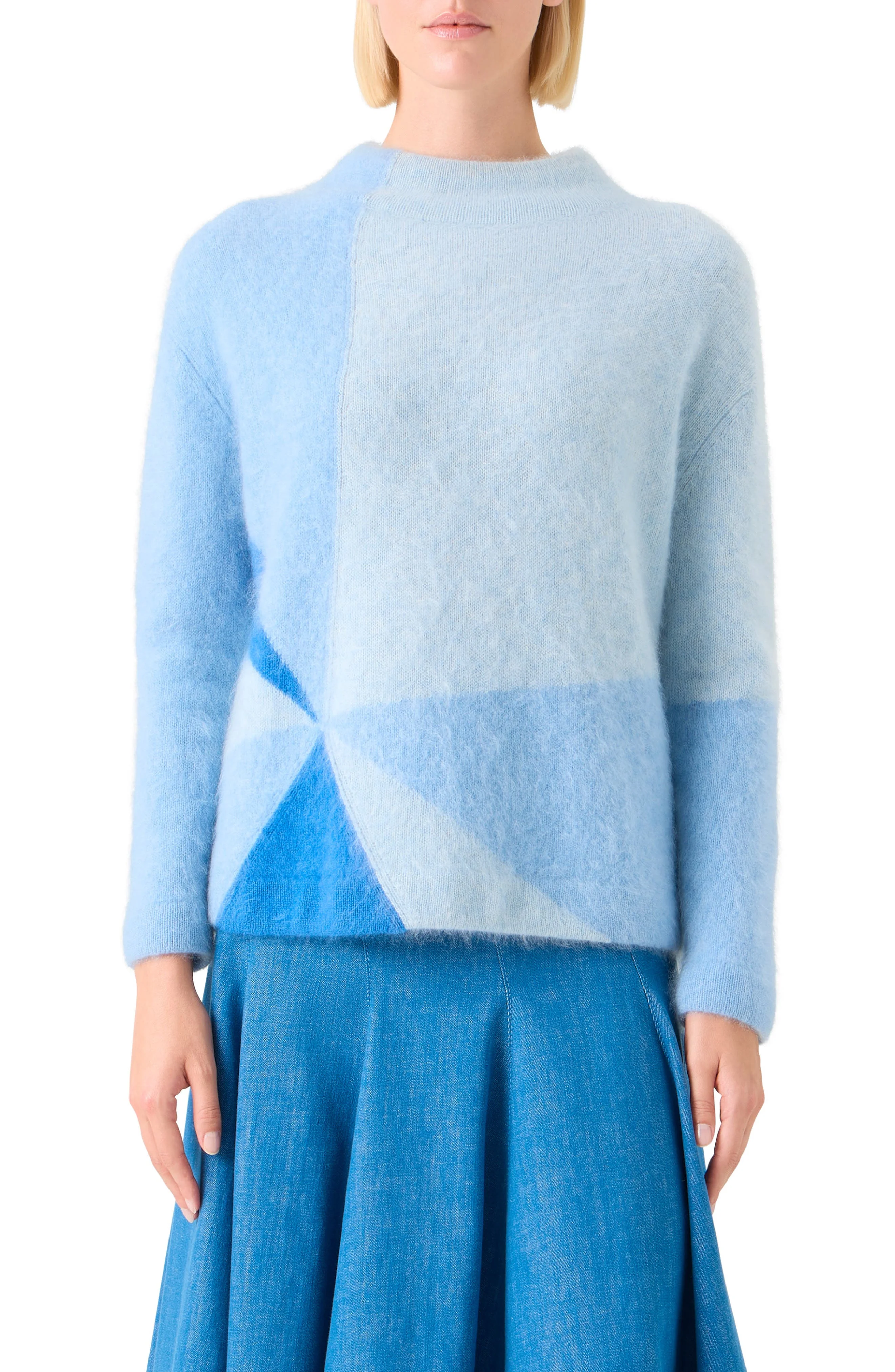 Akris Sunbeam Cashmere Intarsia Sweater in Powder Blue at Nordstrom - 1
