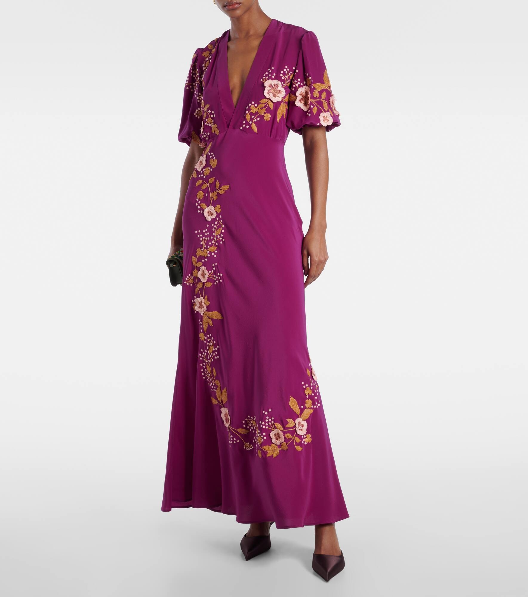 Marlene embroidered silk gown - 2