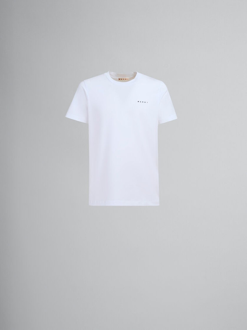 WHITE BIO COTTON T-SHIRT WITH MINI MARNI LOGO - 1