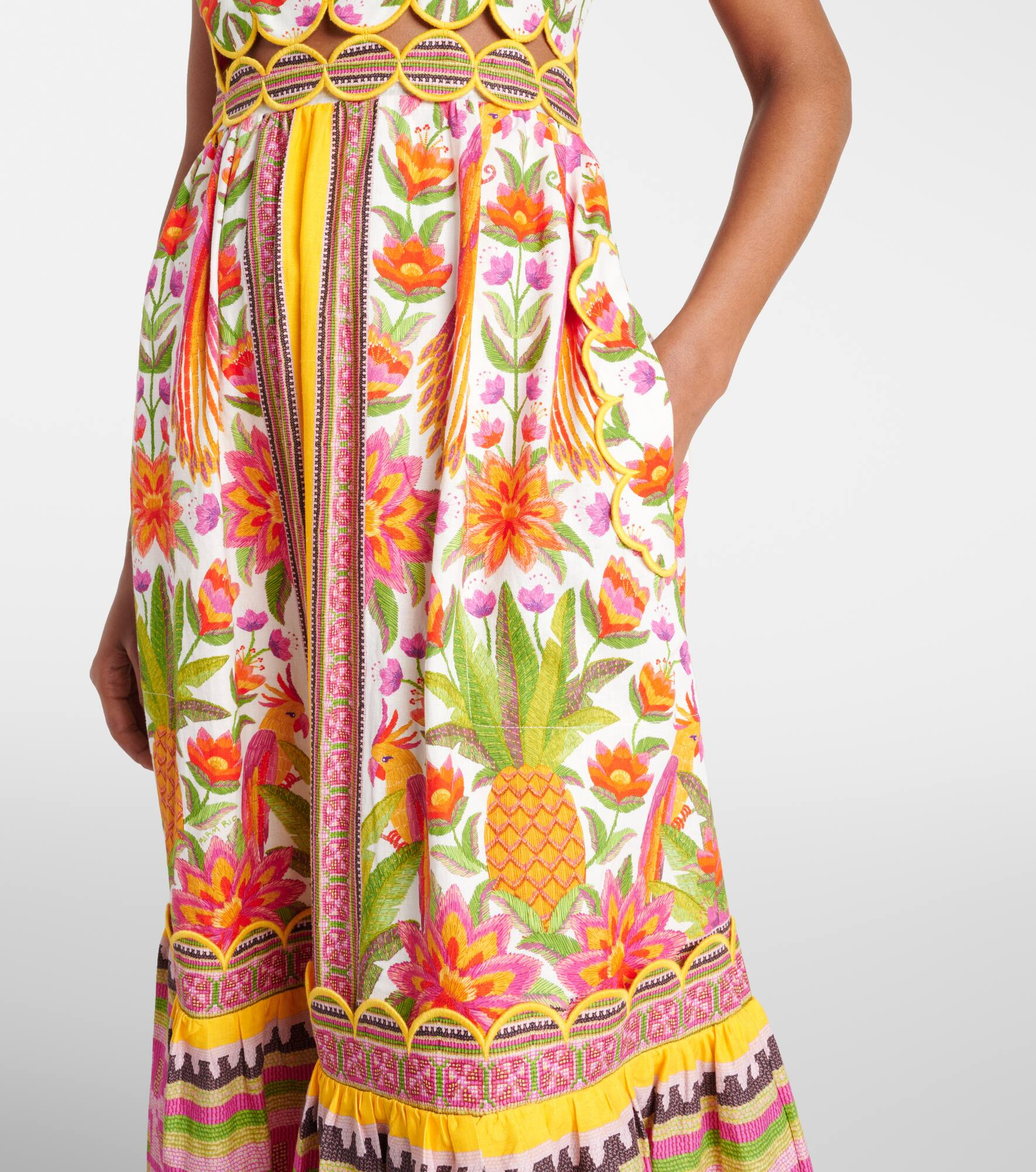 Floral linen-blend maxi dress - 5