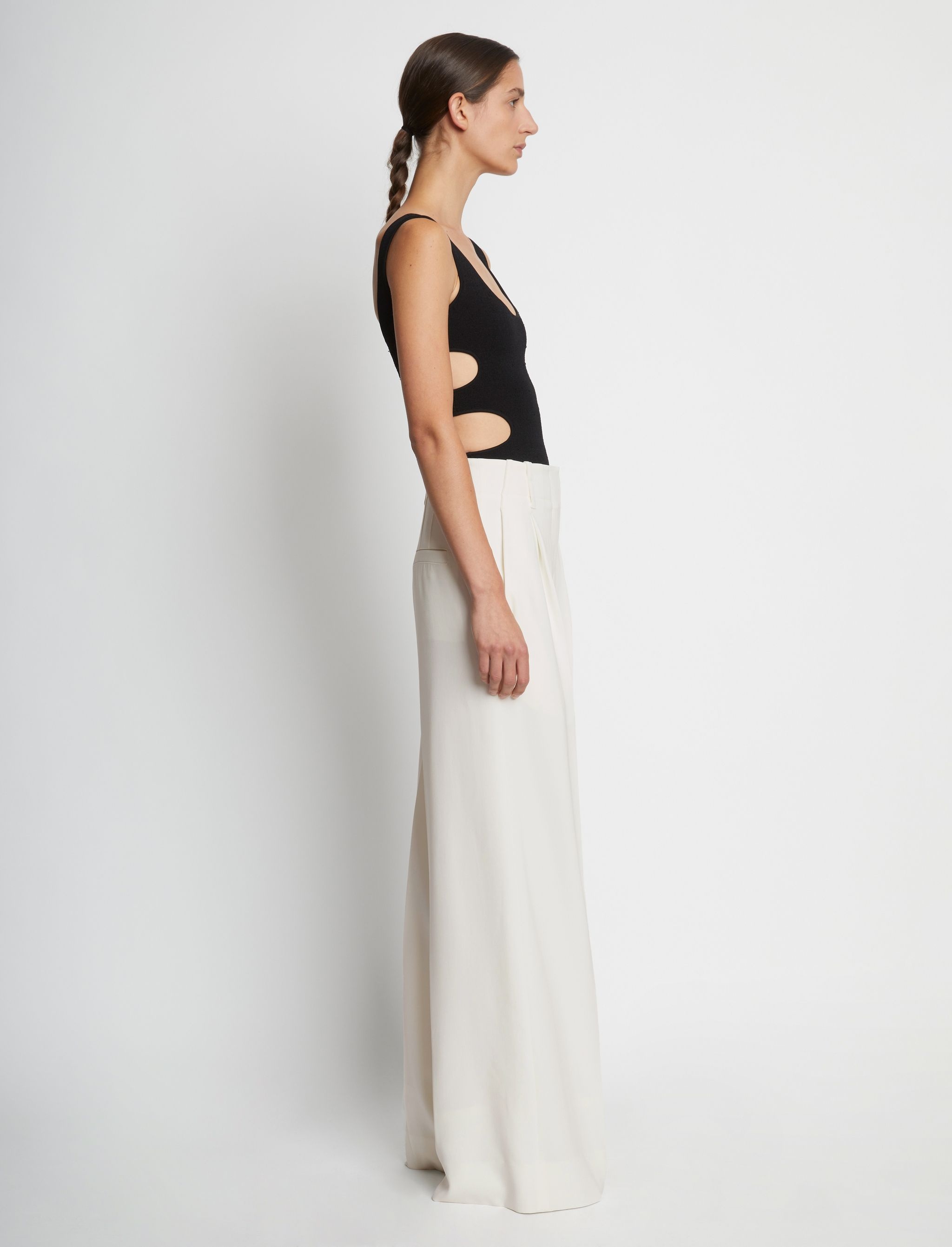 Matte Viscose Crepe Wide Leg Pants - 3