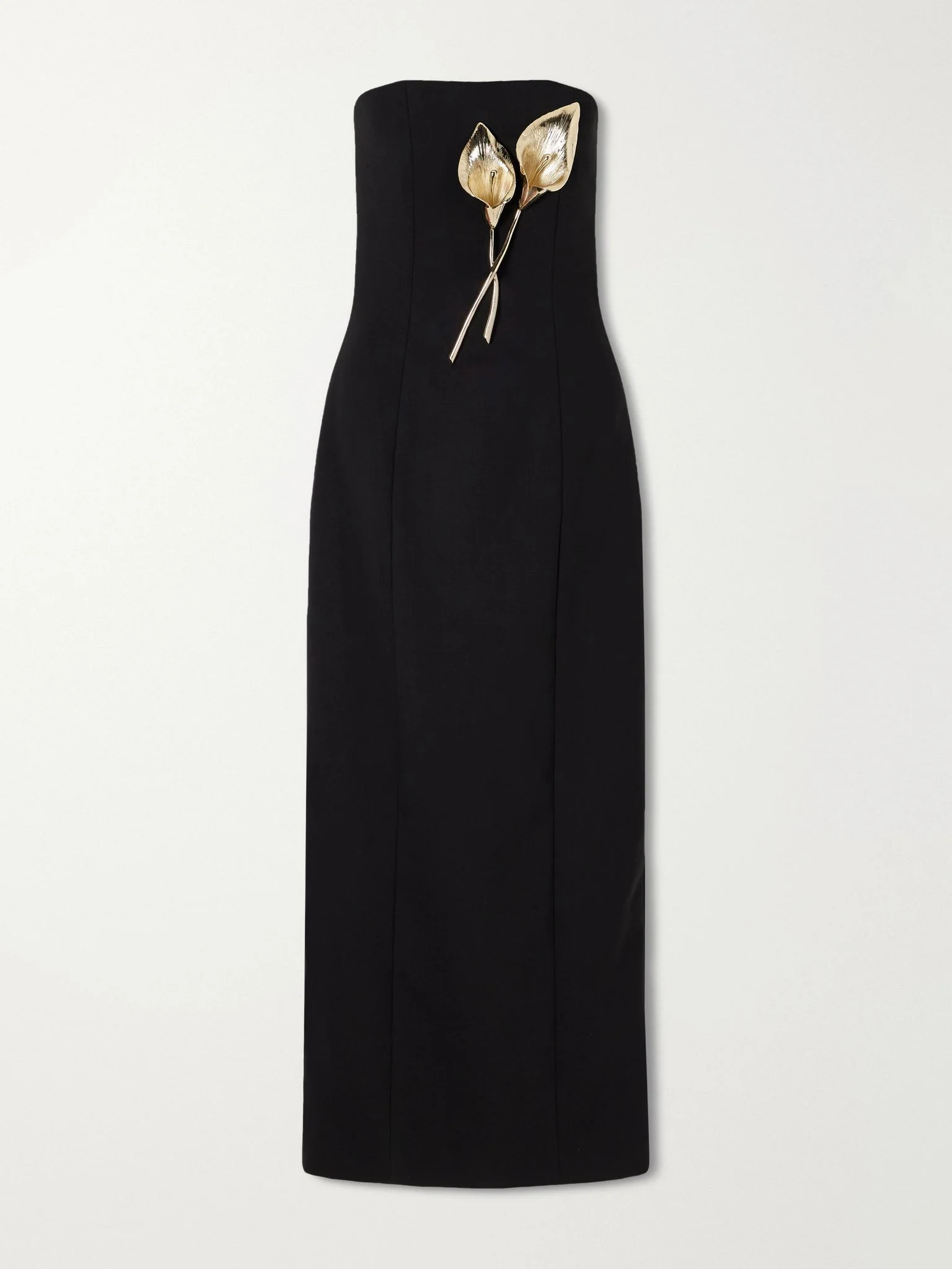 Strapless embellished wool-blend gown Black - 1