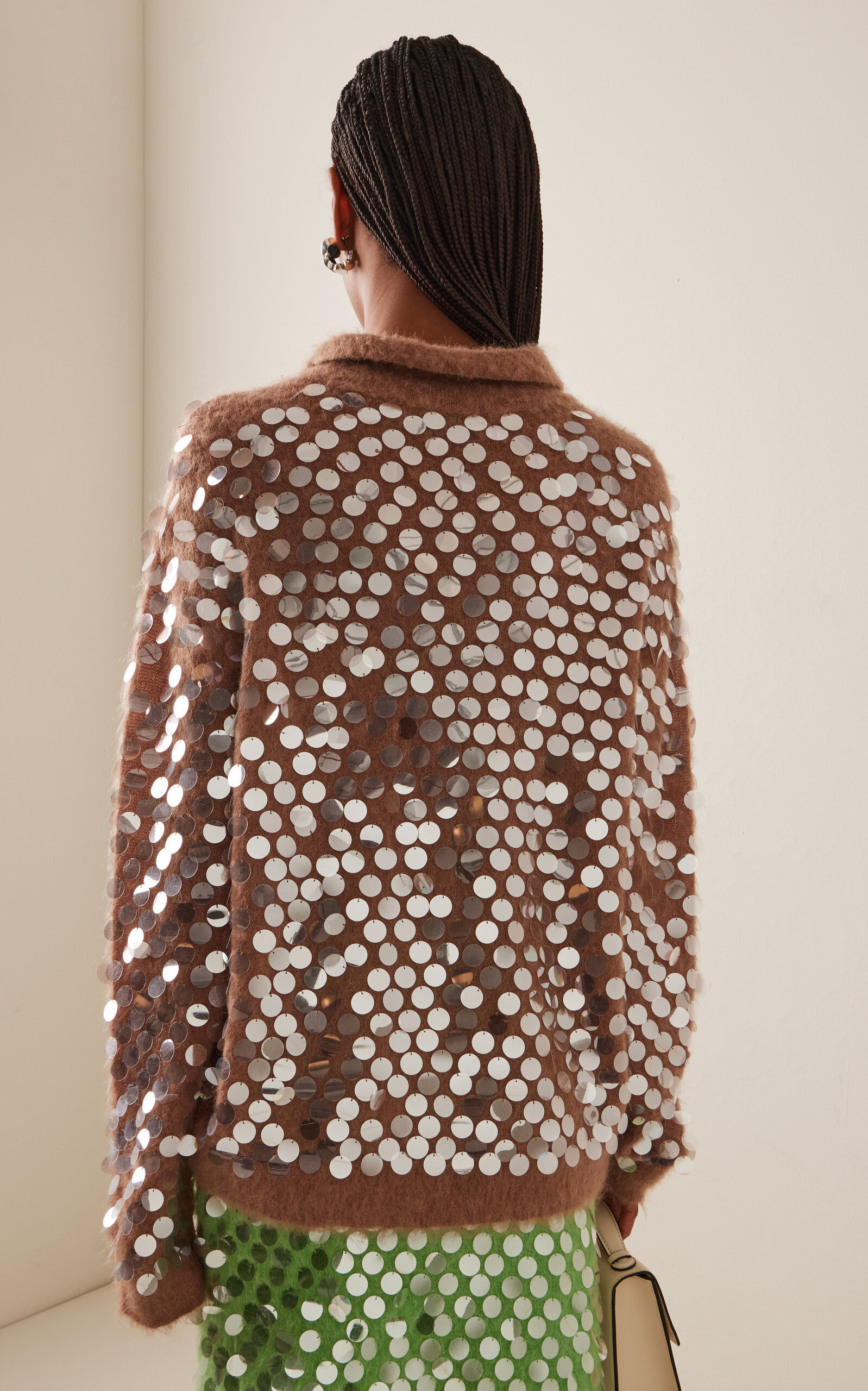 Adora Sequined Mohair-Blend Polo Sweater neutral - 4