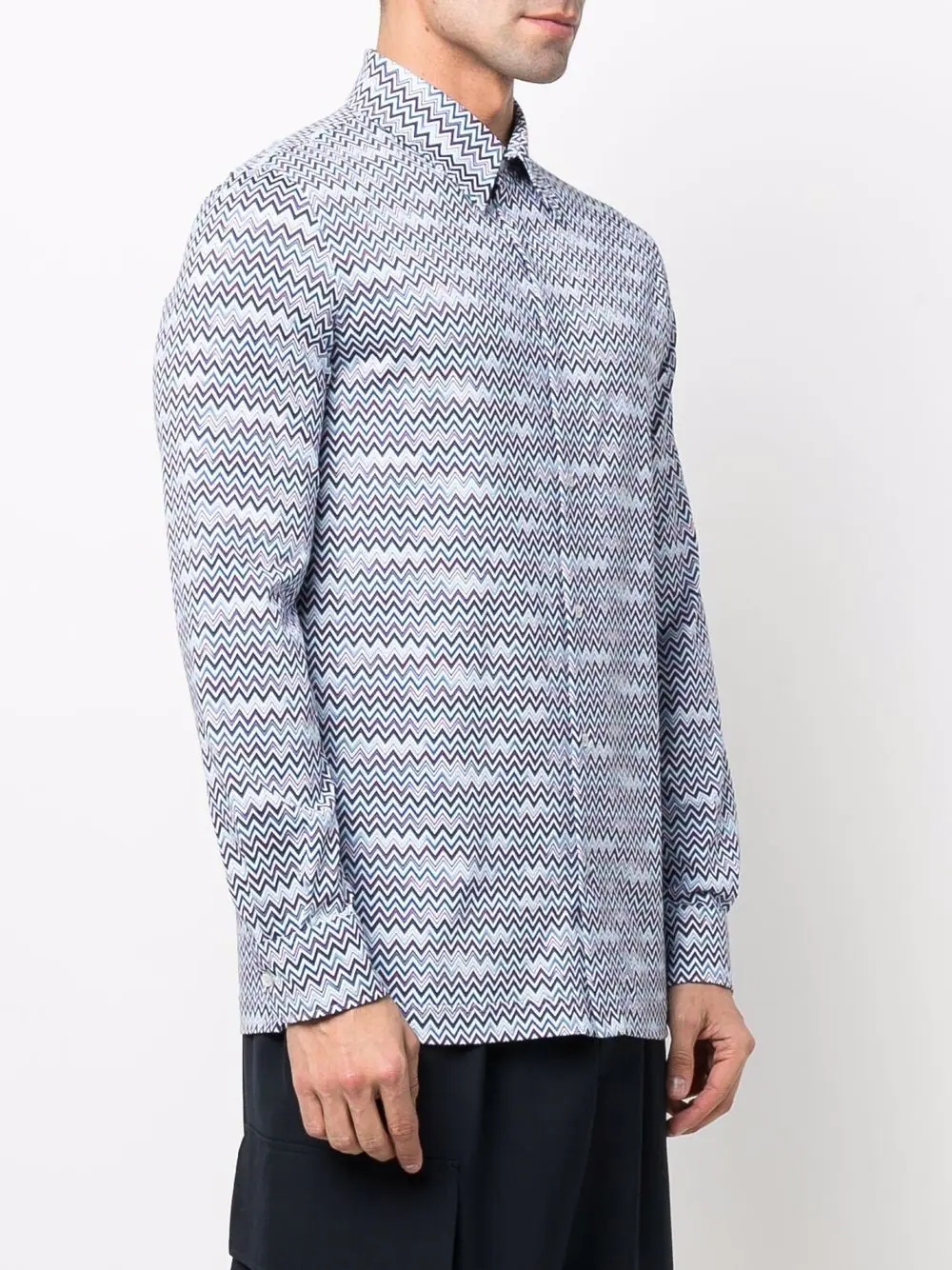 zigzag-pattern print long-sleeve shirt - 3