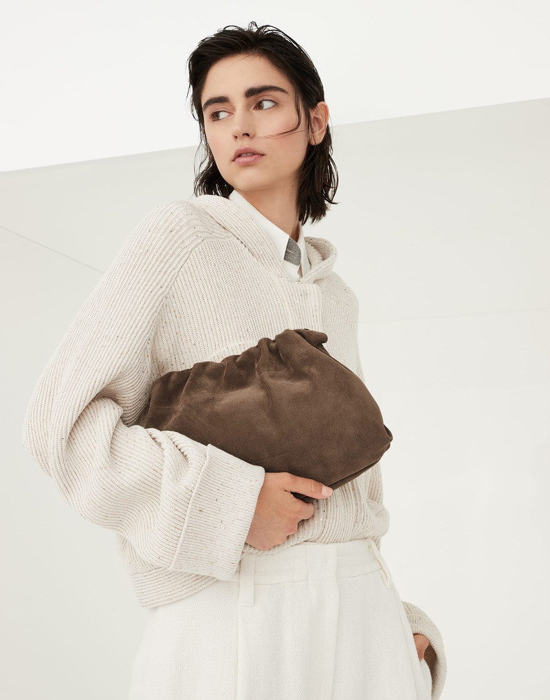 Suede soft bag with precious chain 4