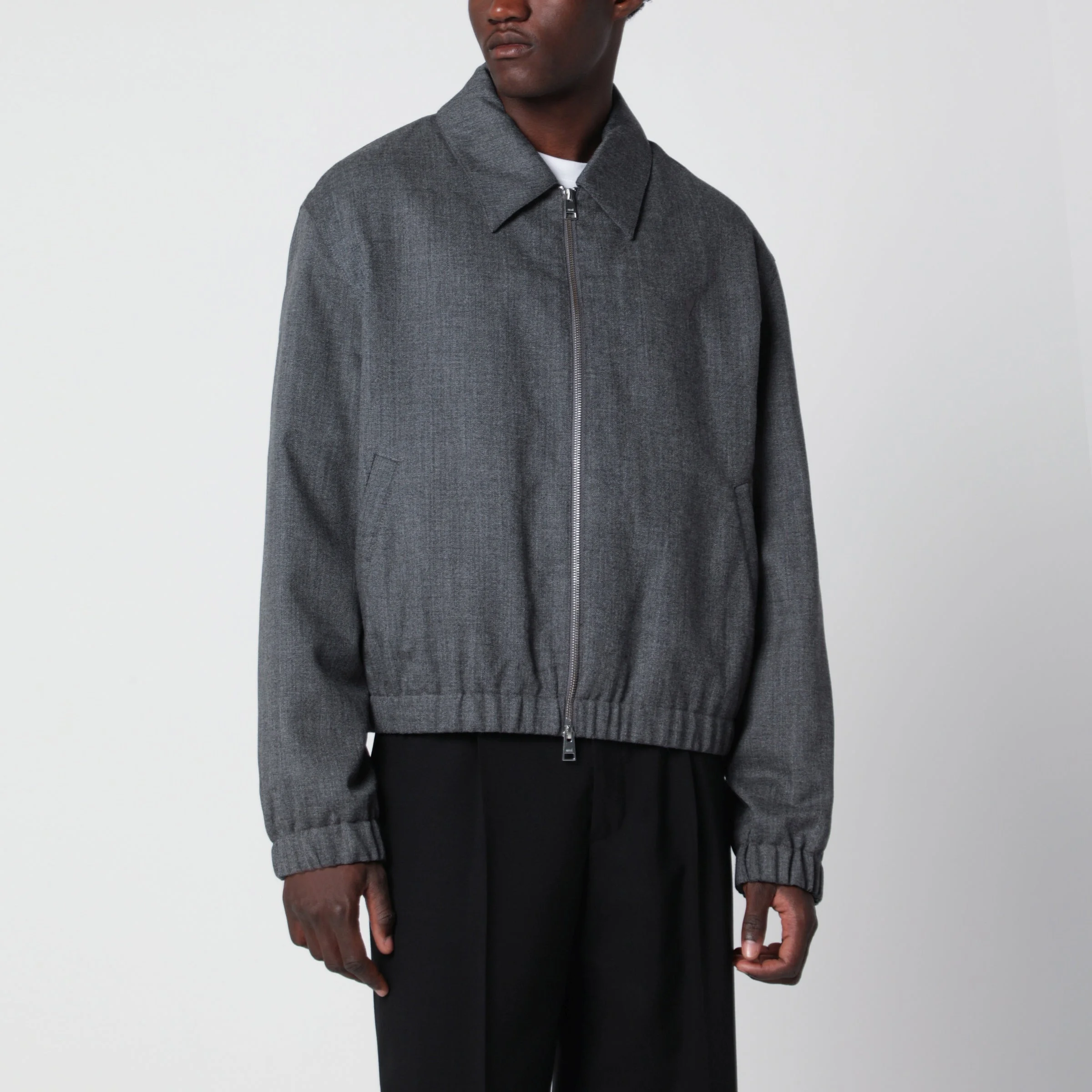 Carbon Grey padded jacket in virgin wool - 1