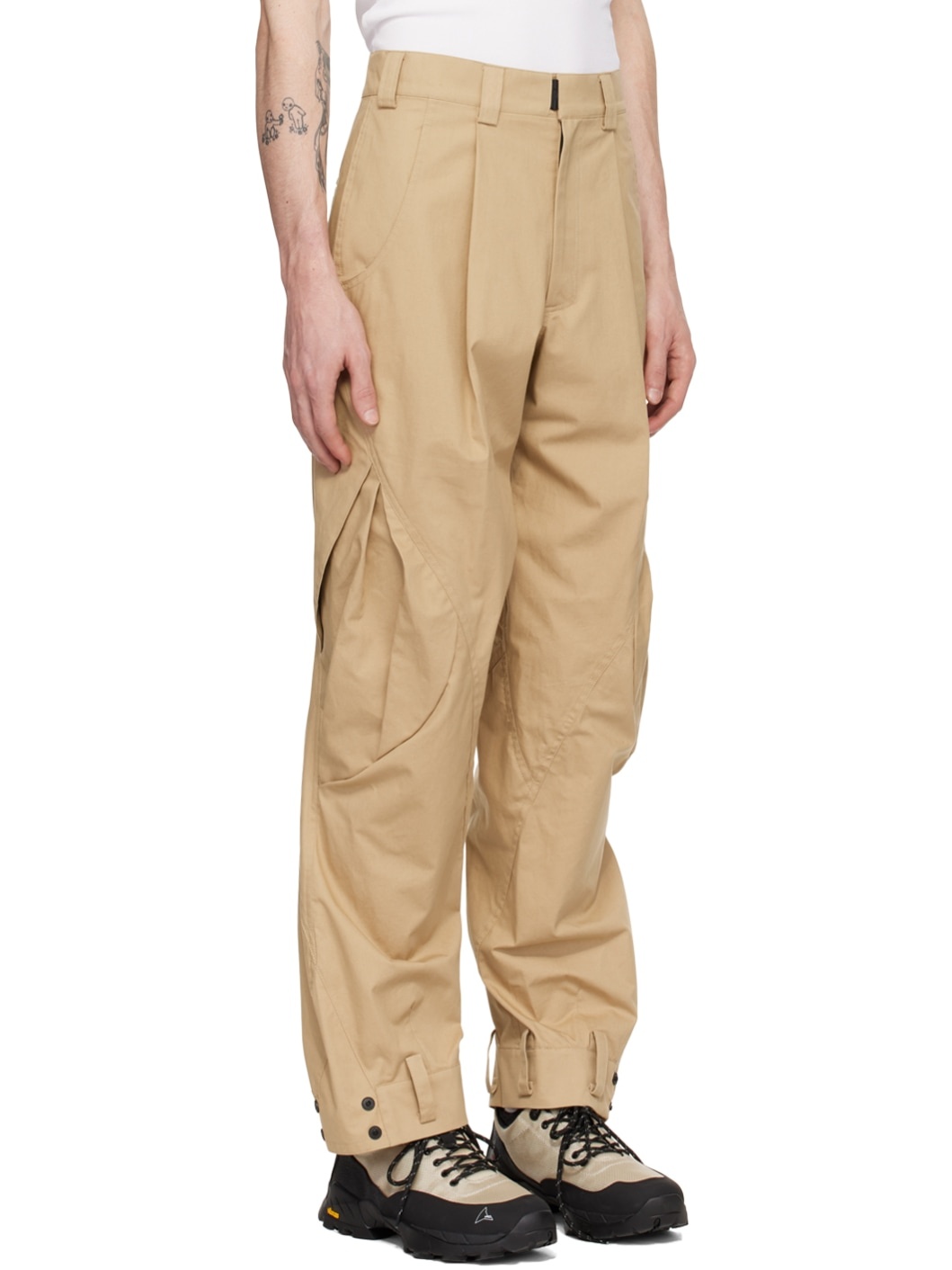Beige Flap Pocket Cargo Pants - 2