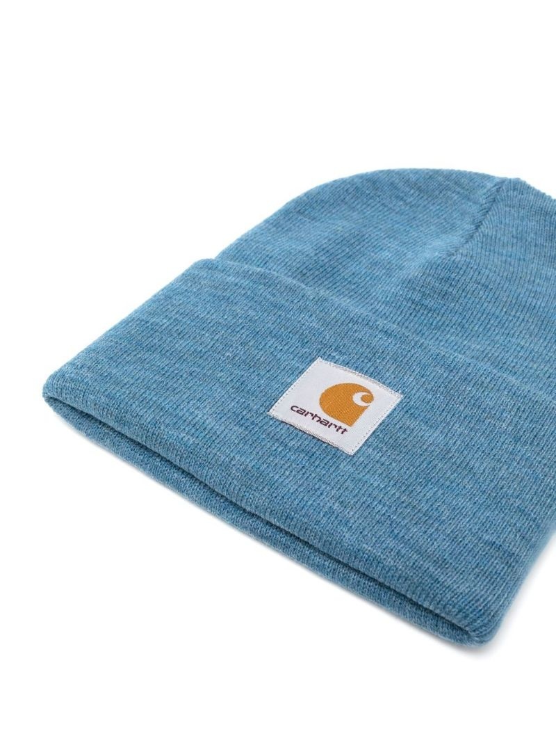 logo-patch knitted beanie - 3