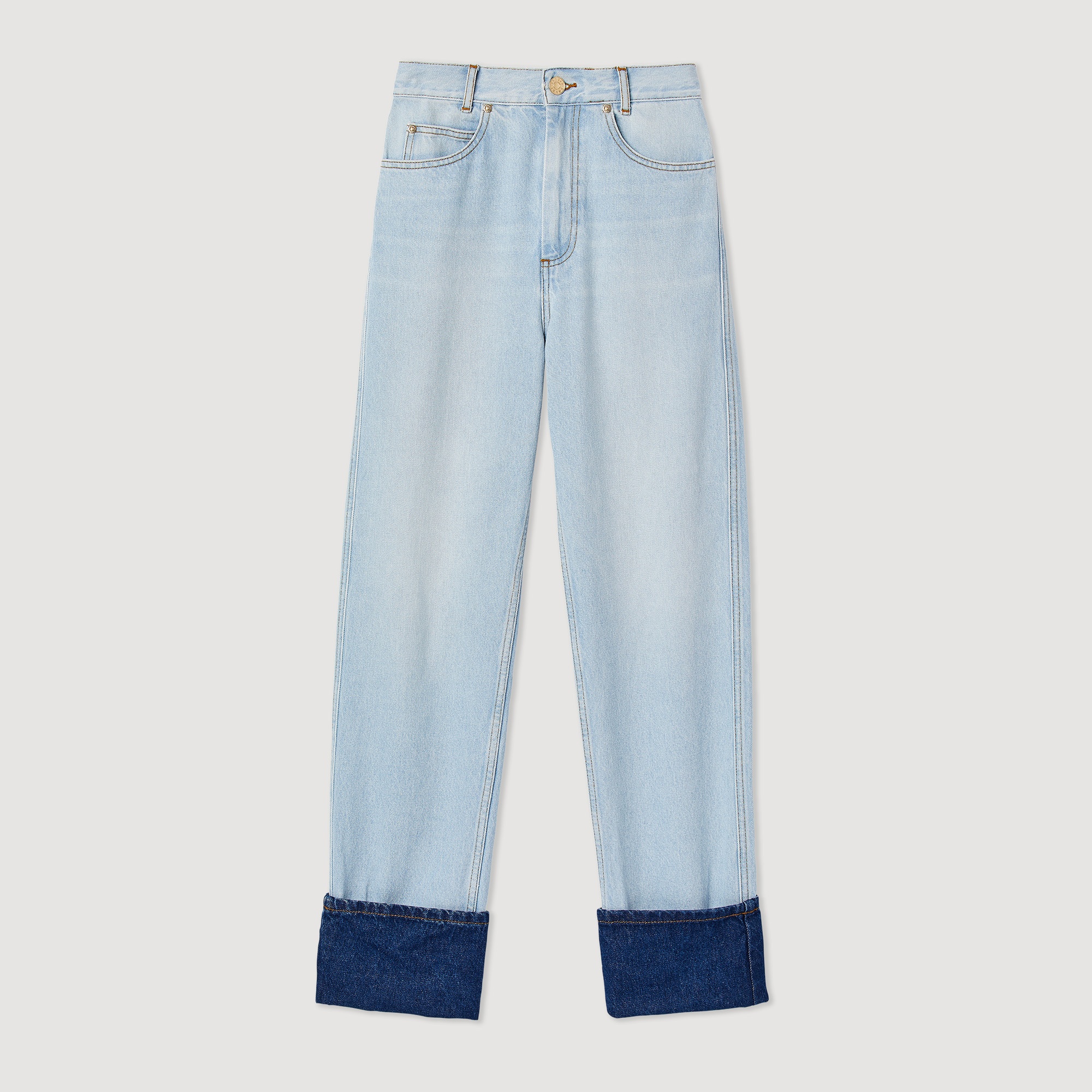 Faded jeans with contrasting cuffs - 1
