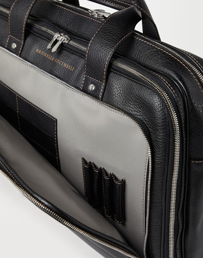 Grained calfskin briefcase with zipper 3