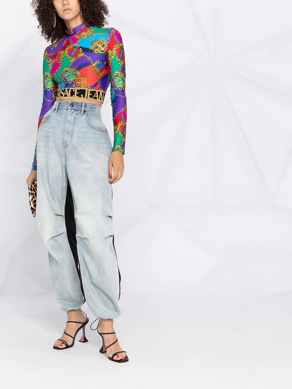 cropped baroque-print T-shirt - 2