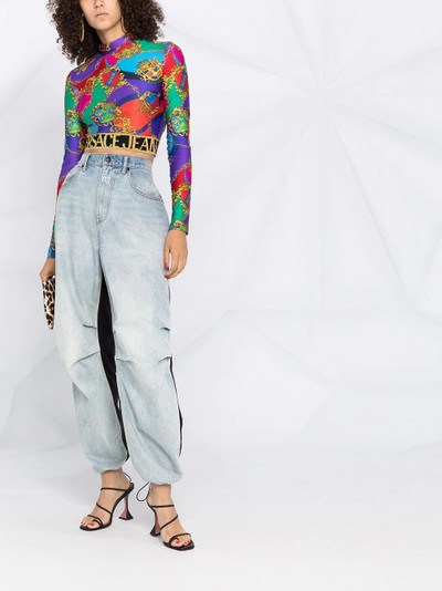 VERSACE JEANS COUTURE cropped baroque-print T-shirt outlook