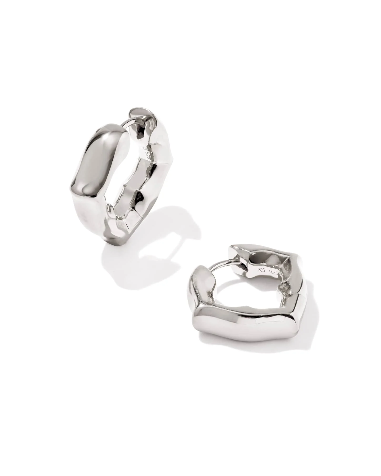 Dira Open Frame Sterling Silver Huggie Earrings - 1