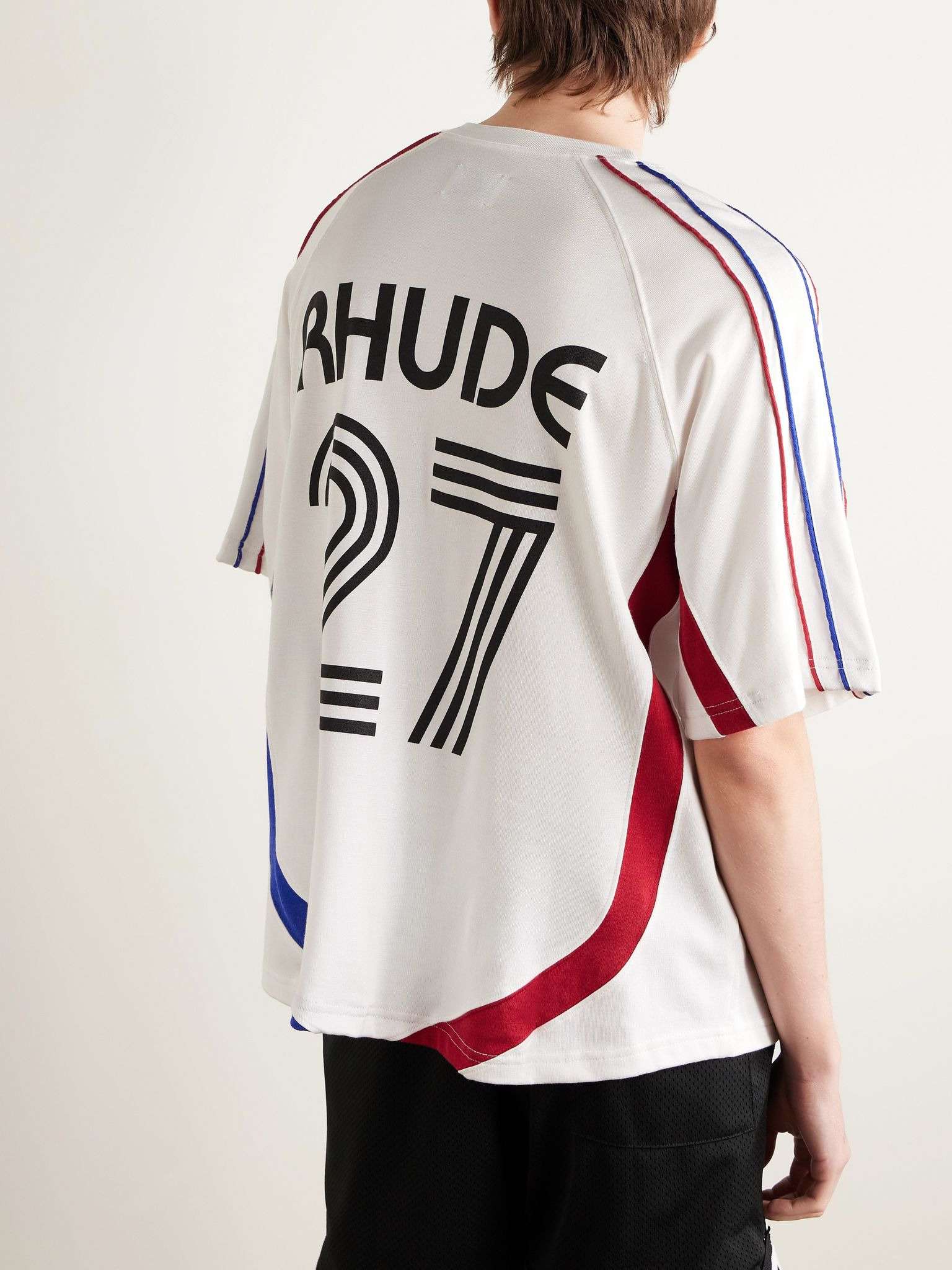 + Como 1907 Embroidered Printed Cotton-Blend Jersey T-Shirt White - 3
