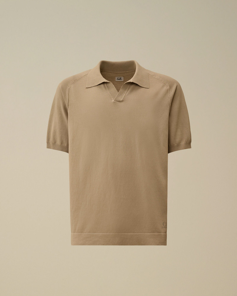 Cotton Crepe Short Sleeve Polo Sweater 1