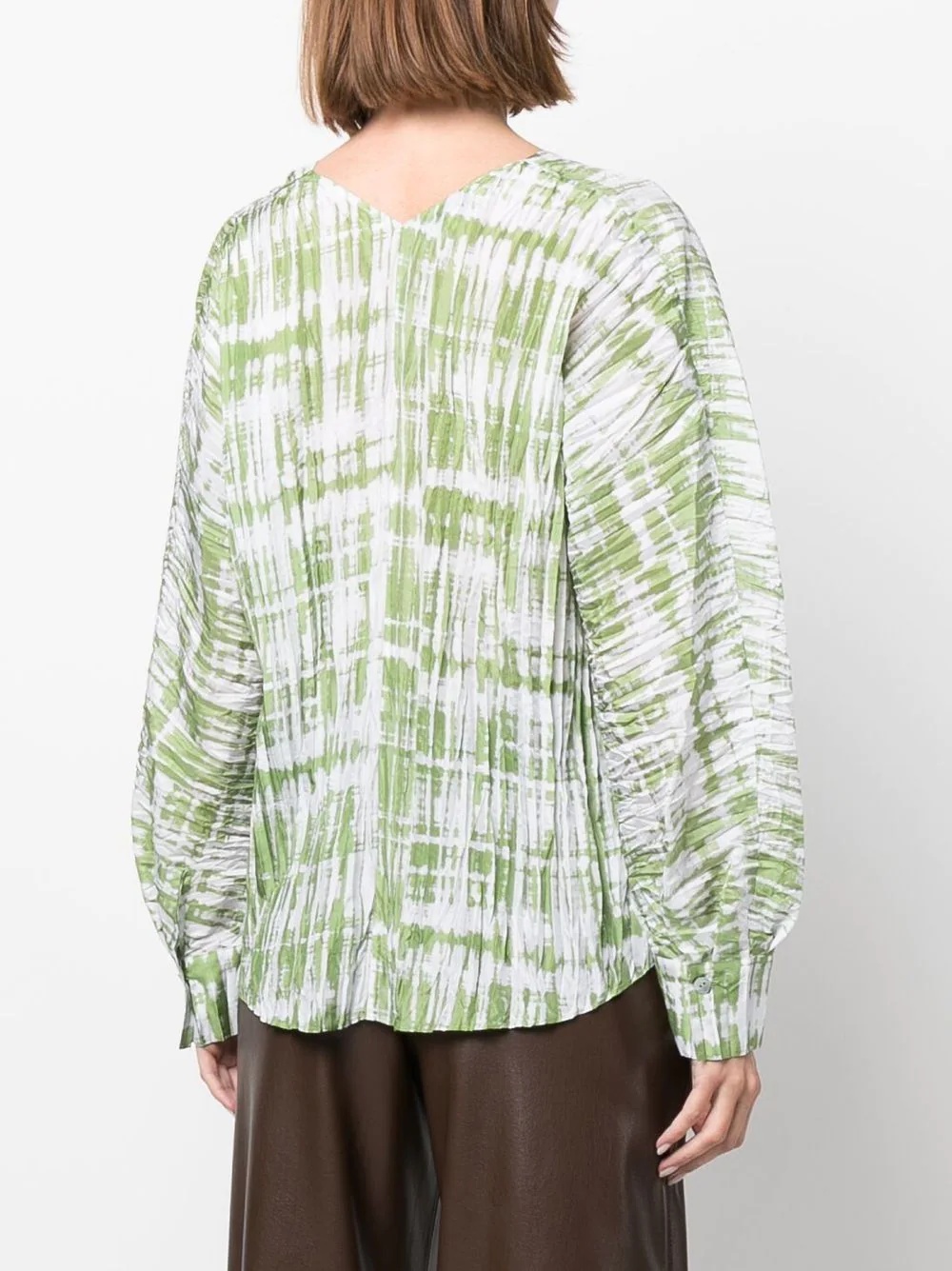 tie-dye long-sleeve silk blouse - 4