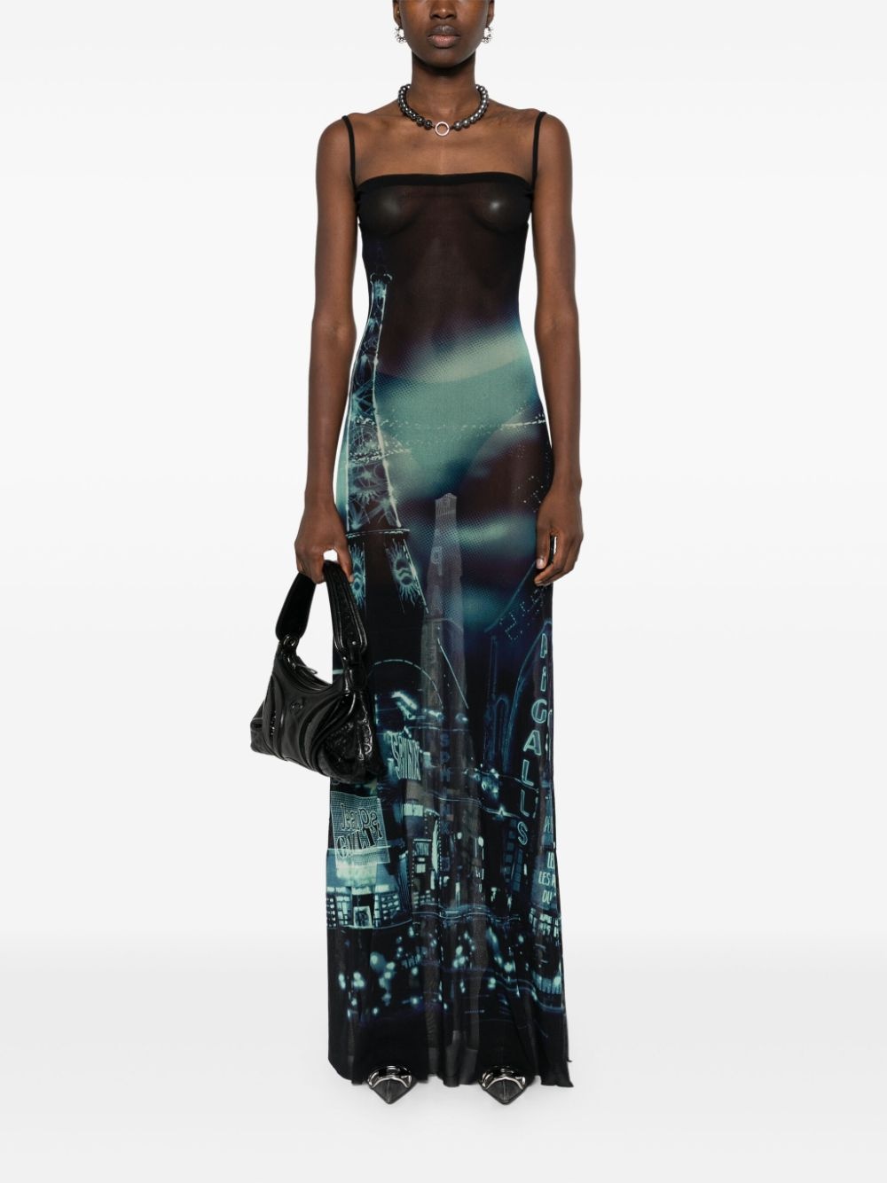 Pigalle-print mesh maxi dress - 2