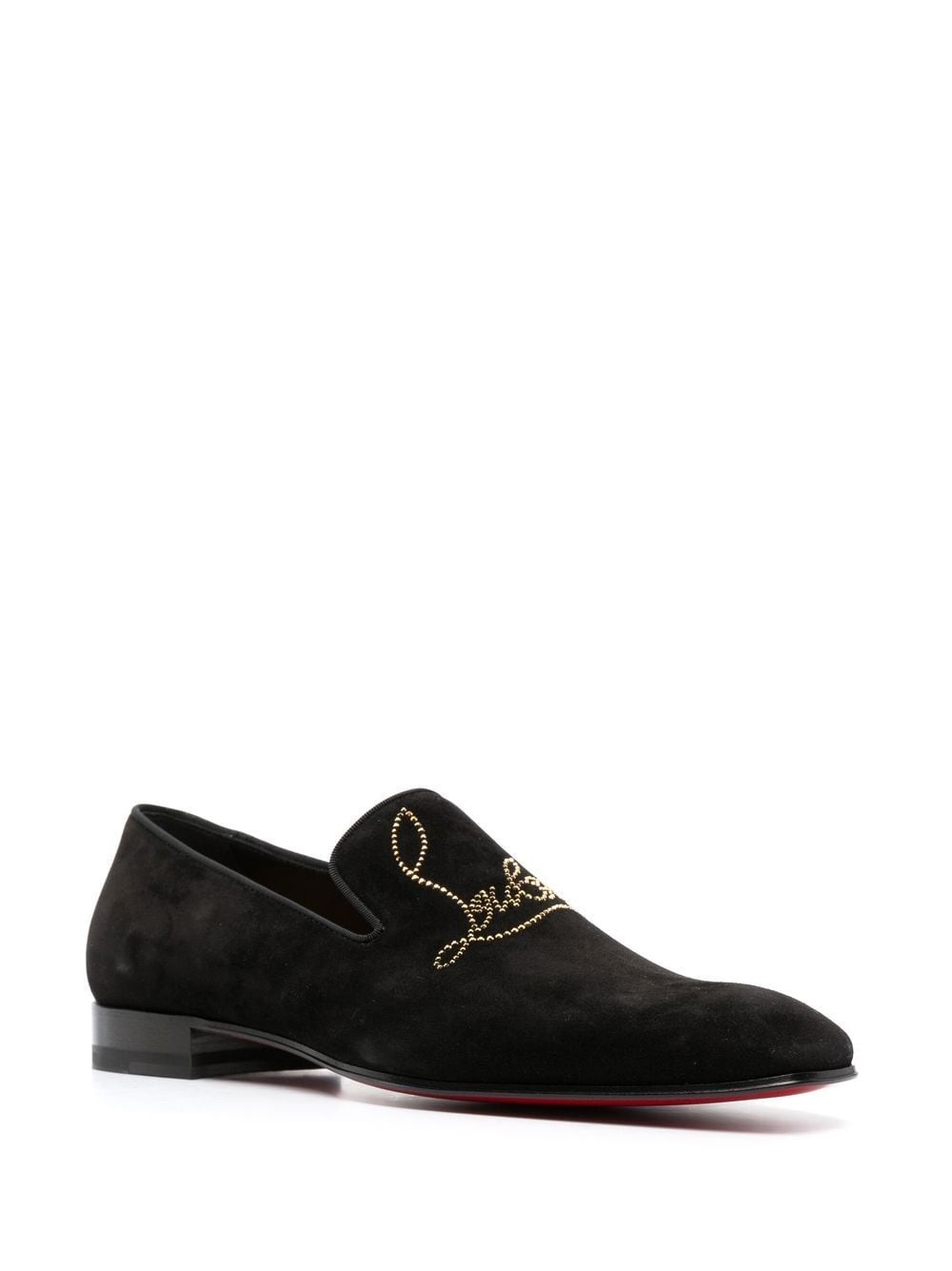appliqué-logo suede loafers - 2