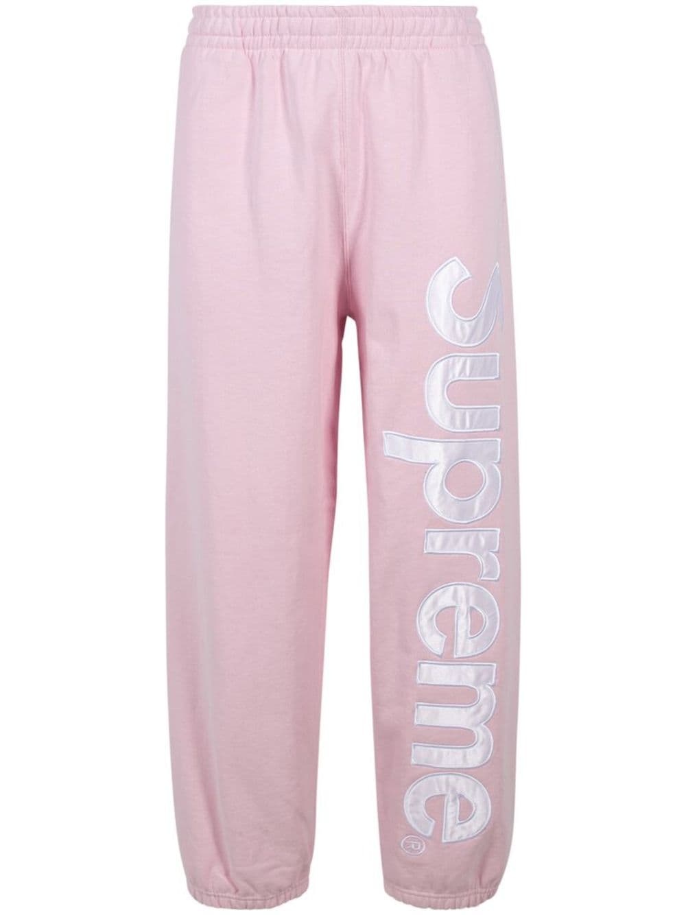 satin logo-appliquÃ© track pants - 1