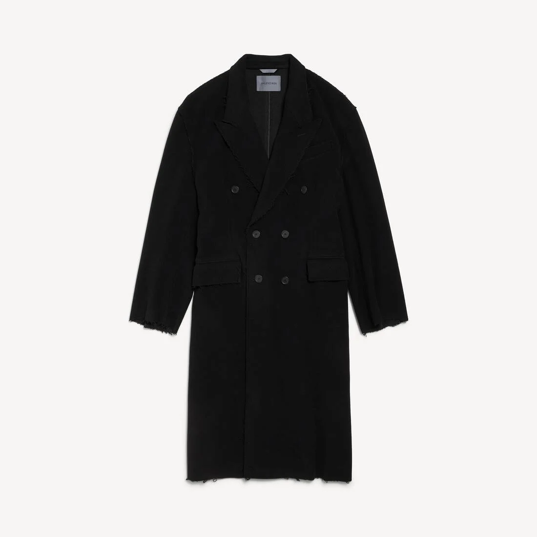 Men's Raw Edge Coat in Black - 1