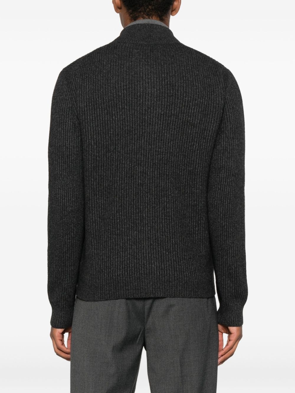 ribbed zip-up cardigan - 4