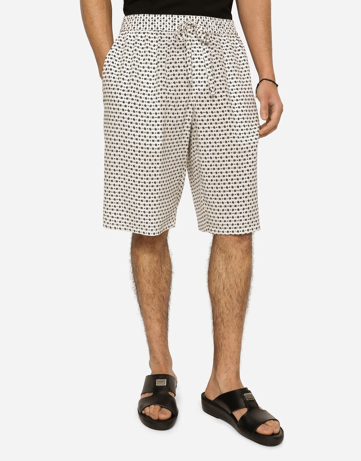 Crepe de chine jogging shorts with DG logo print - 4
