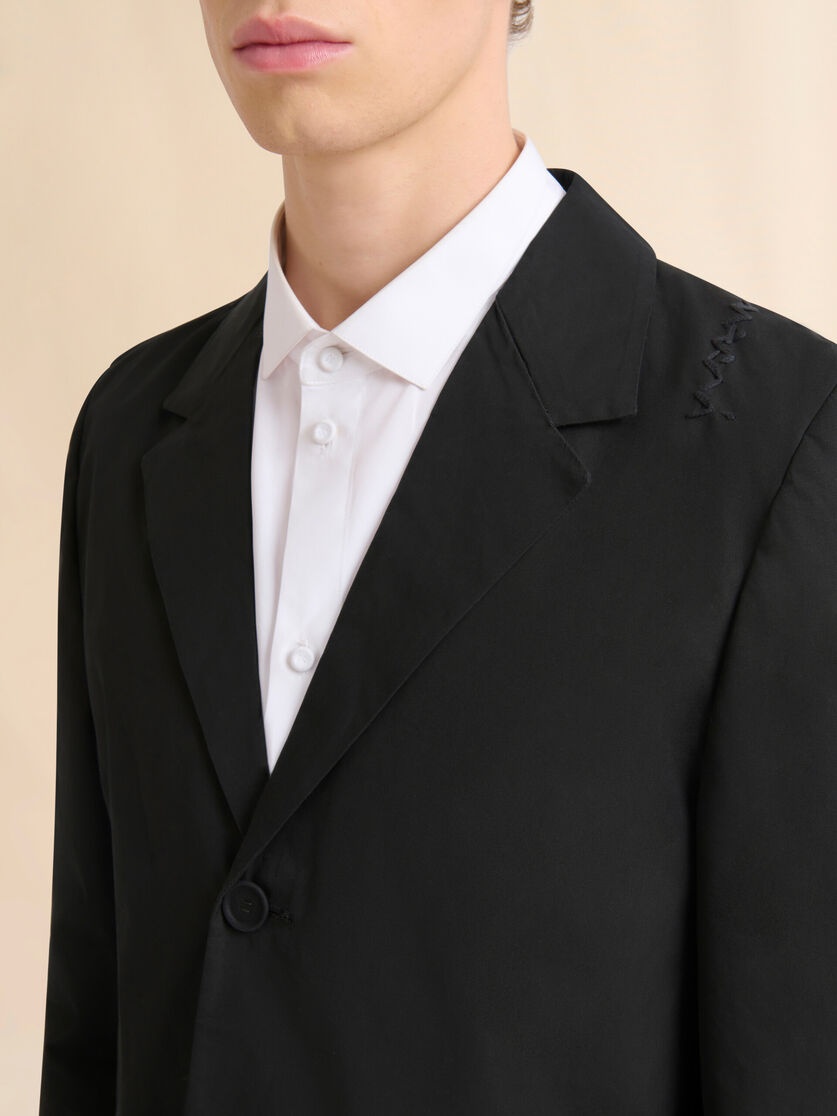 BLACK POPLIN SINGLE-BREASTED BOXY JACKET - 4