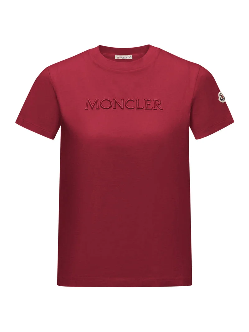 Moncler Women Cotton T-Shirt With Embroidered Tone-On-Tone Logo - 1