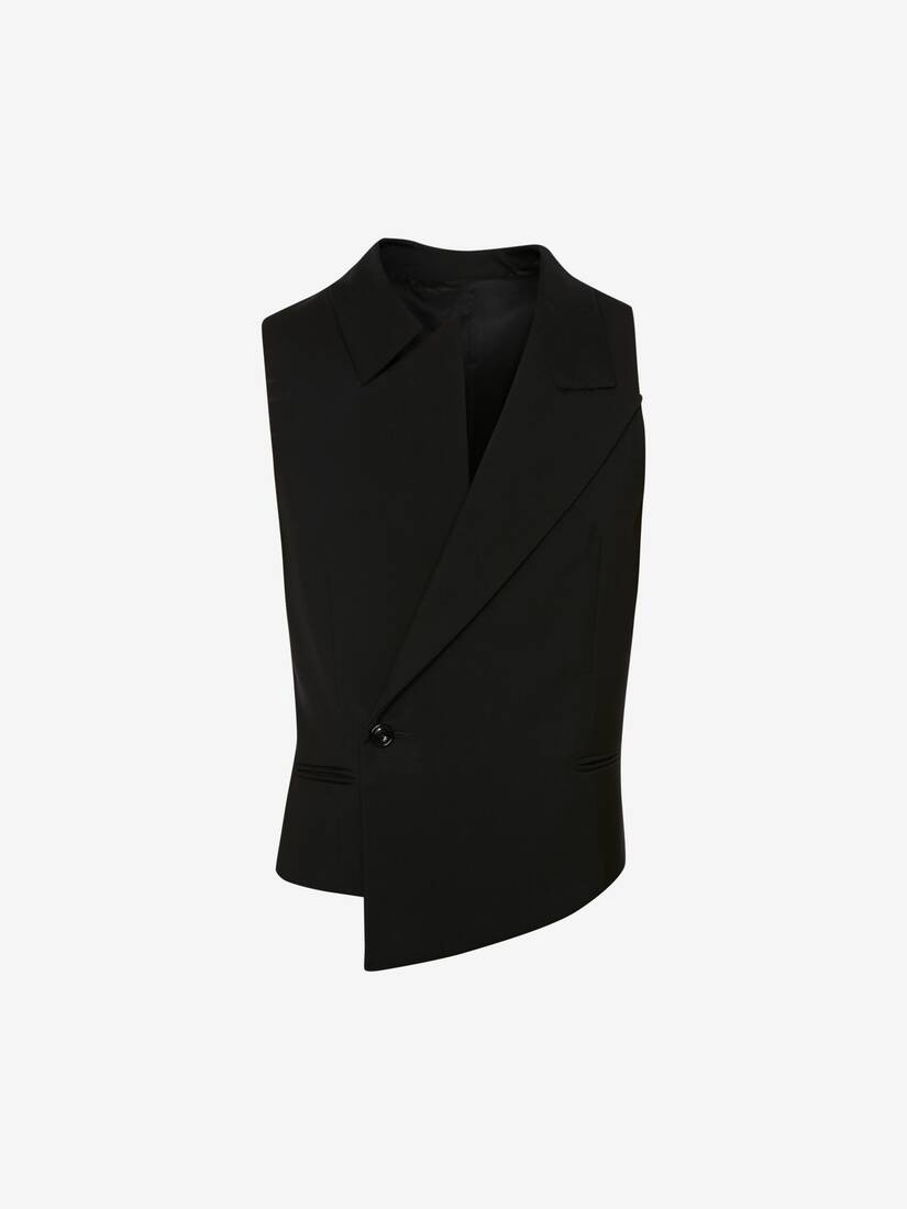 Asymmetric Waistcoat in Black - 1
