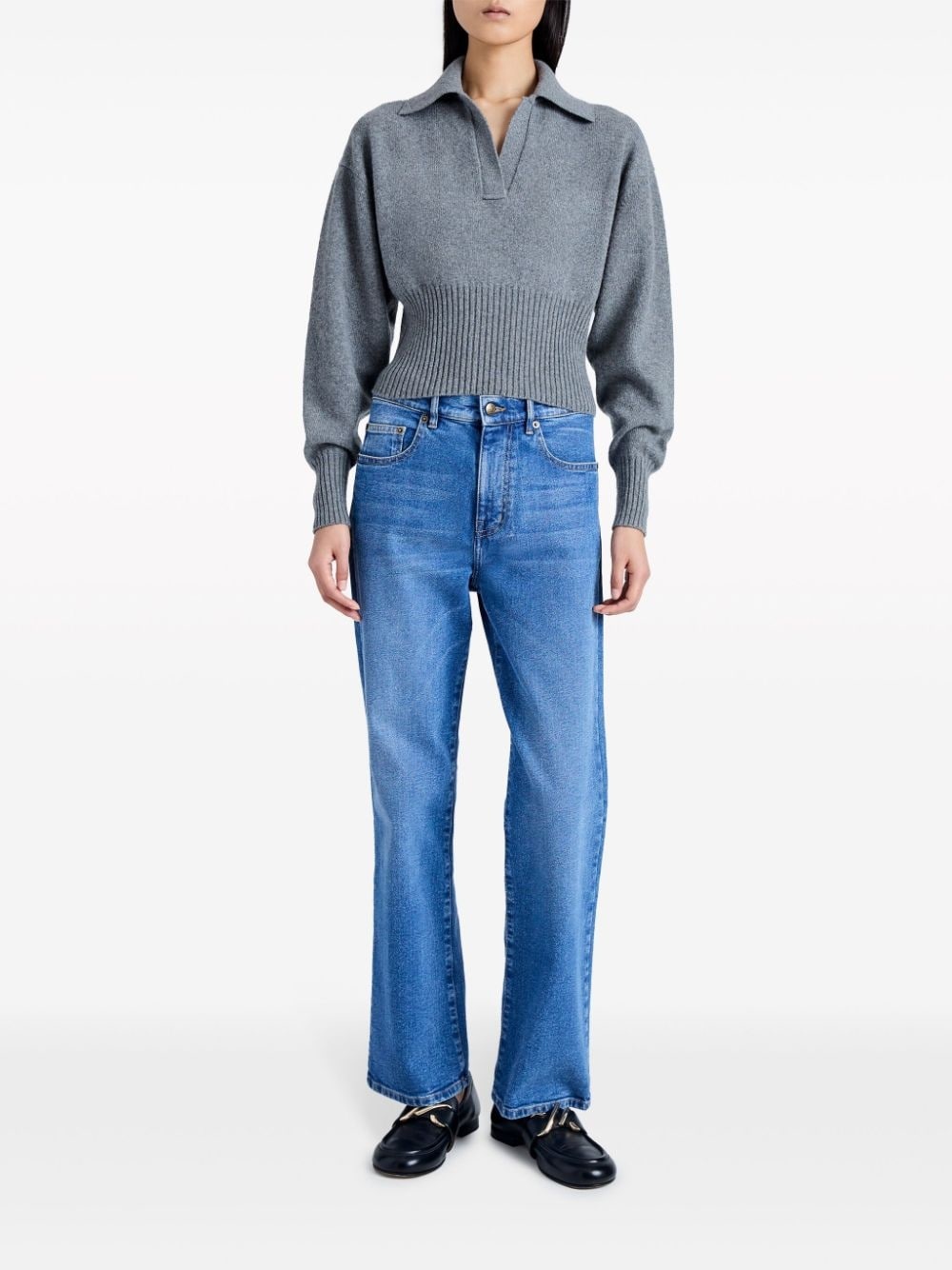 Jeanne split-neck ribbed-knit jumper - 2