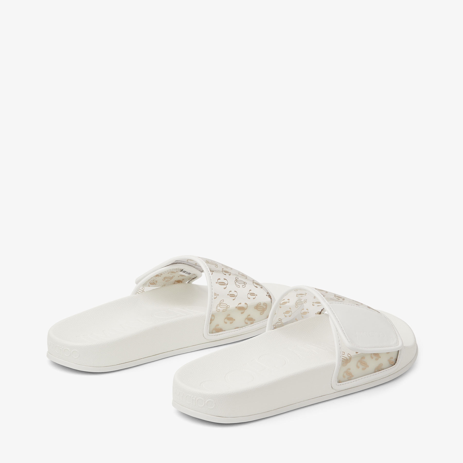 Fitz/F
Clear JC Plexi and White Leather Slides - 6