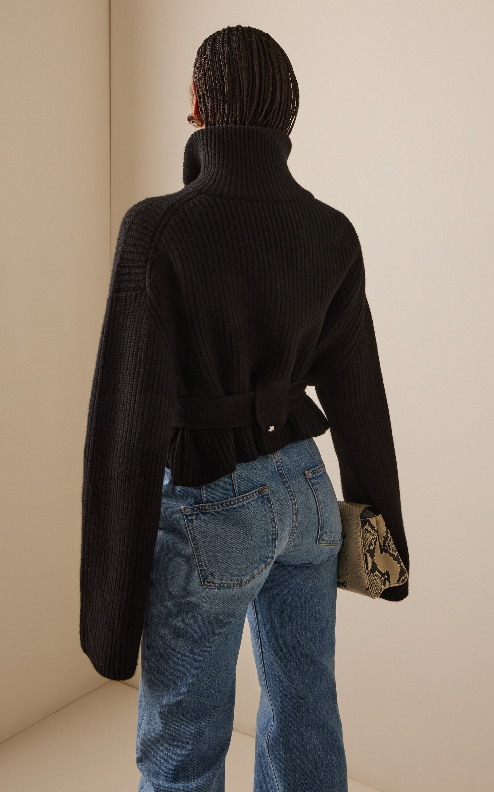 The Neal Belted Cashmere Sweater black - 4