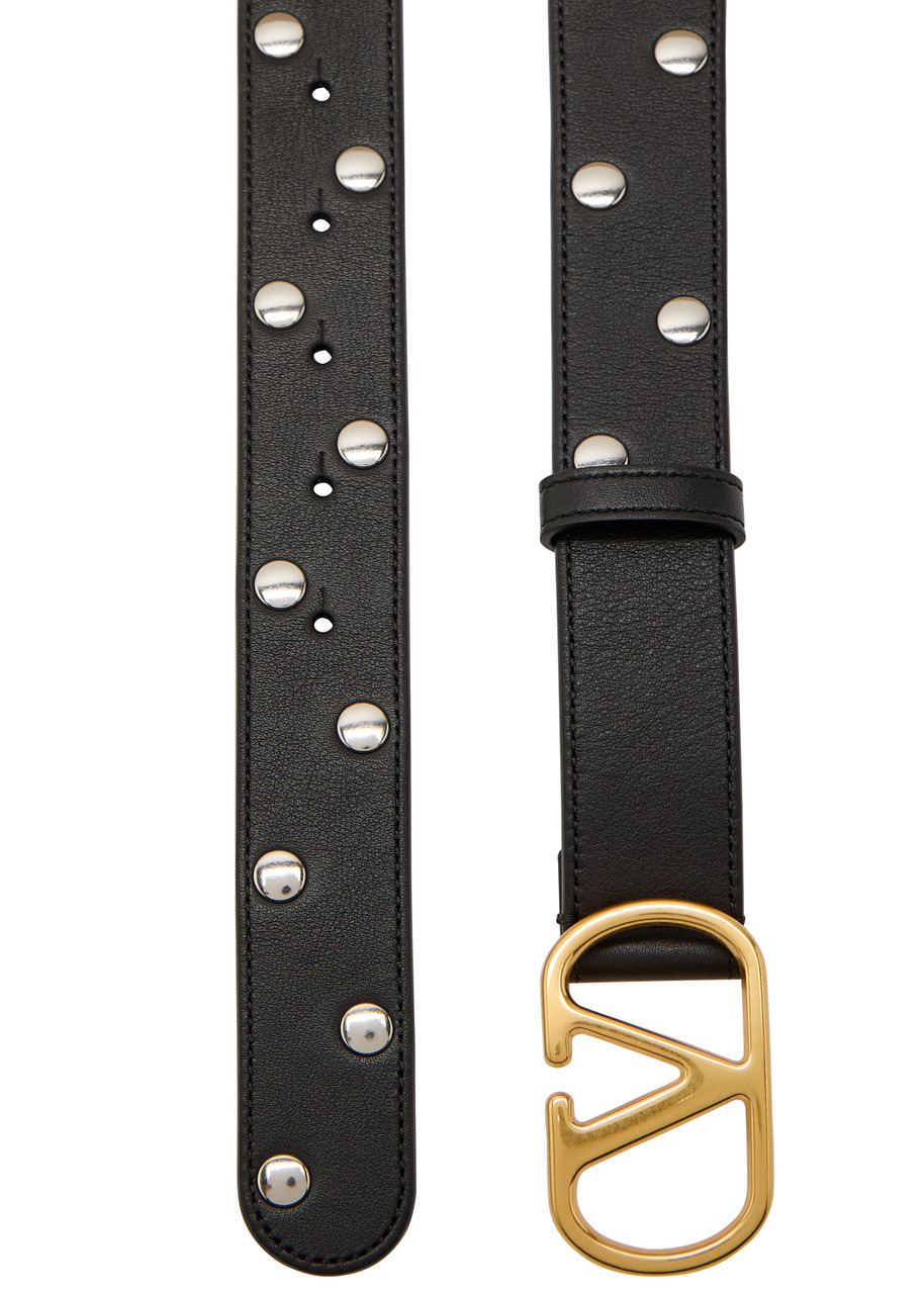 Valentino Garavani Vlogo Stud-embellished Leather Belt - 3