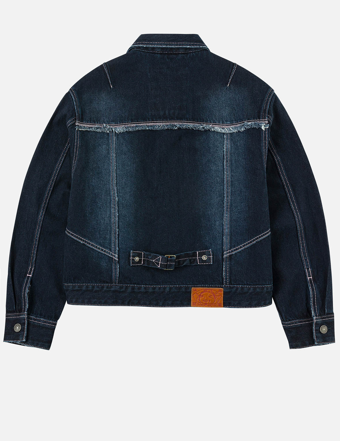 Seagull Appliqué Embroidery Loose Fit Washed Denim Jacket - 4