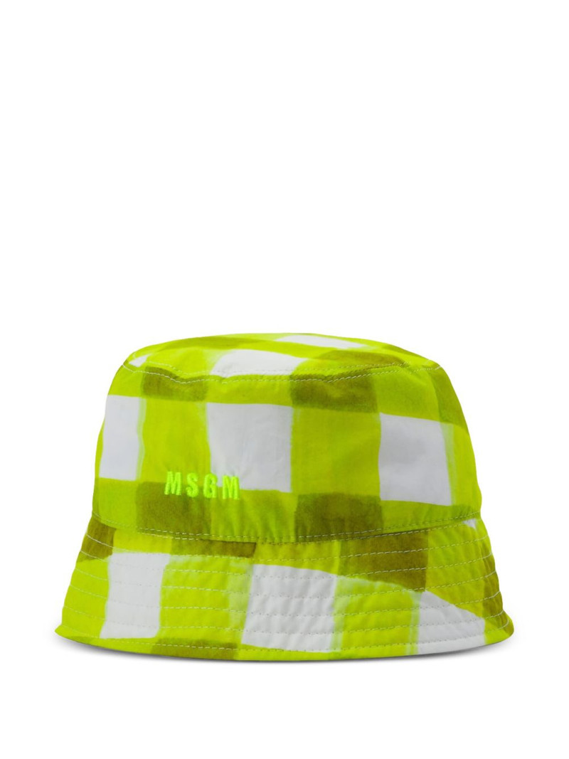 checked-pattern logo-embroidered bucket hat 1