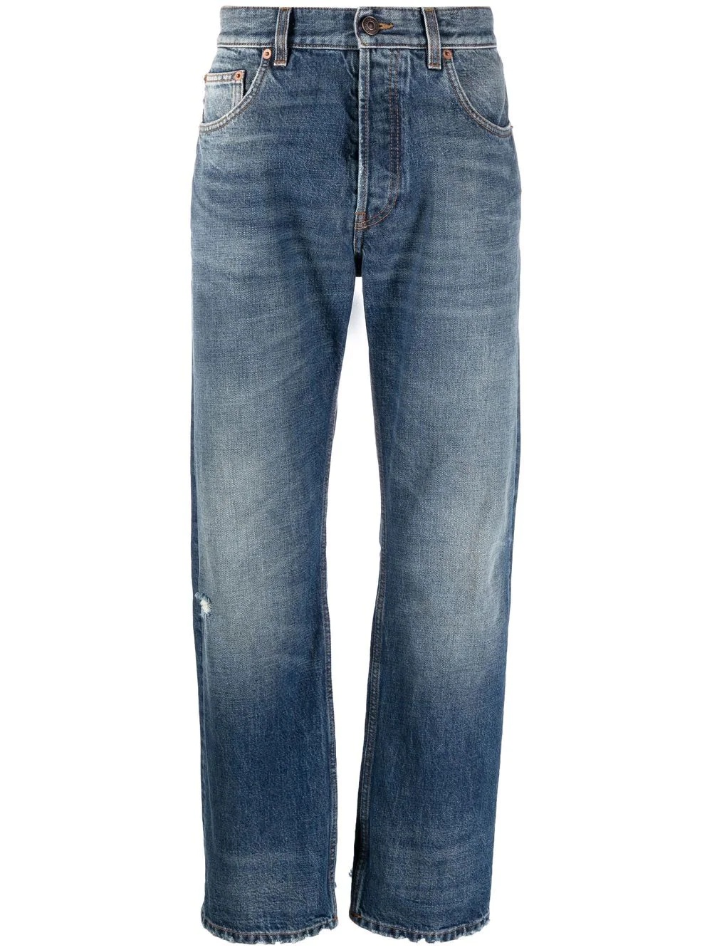 raw edge slim-cut jeans - 1