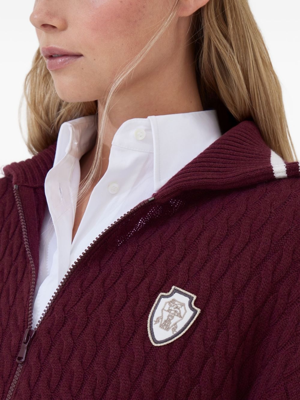 cable-knit zip-front cardigan - 5