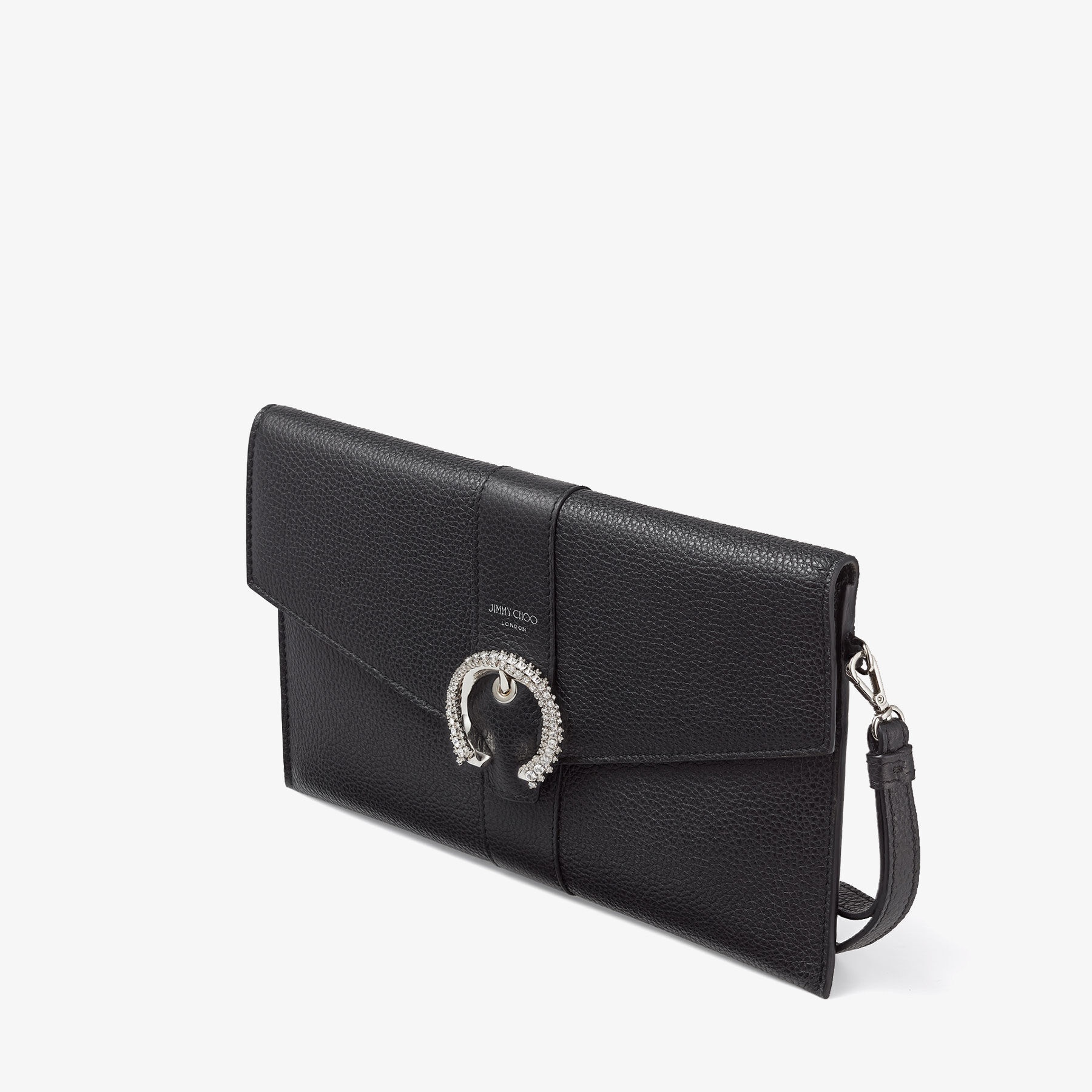 Madeline Envelope
Black Soft Grainy Calf Pouch with Crystal Buckle - 3