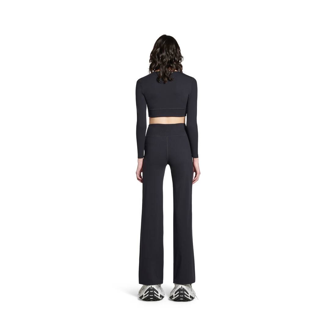 Activewear Flared Slim Pants in Black - 4