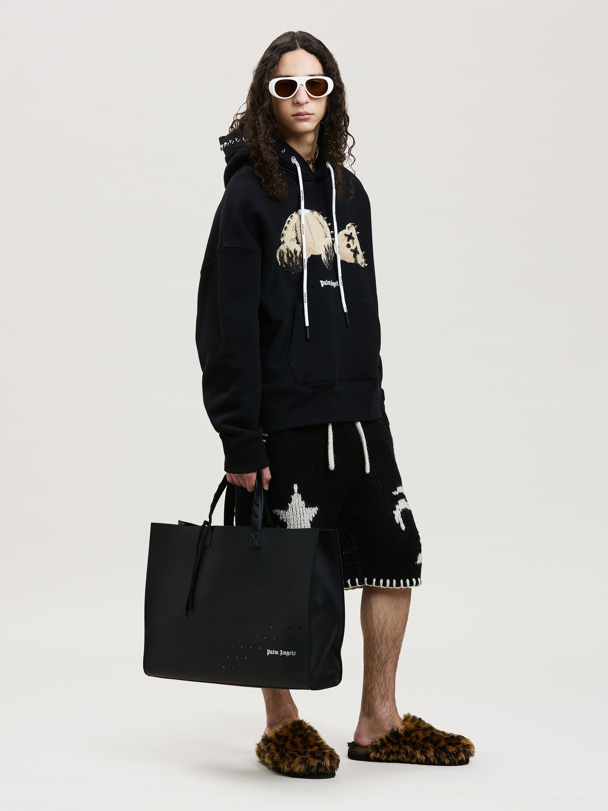 PA SEQUINS BEAR HOODIE in black - Palm Angels® Official