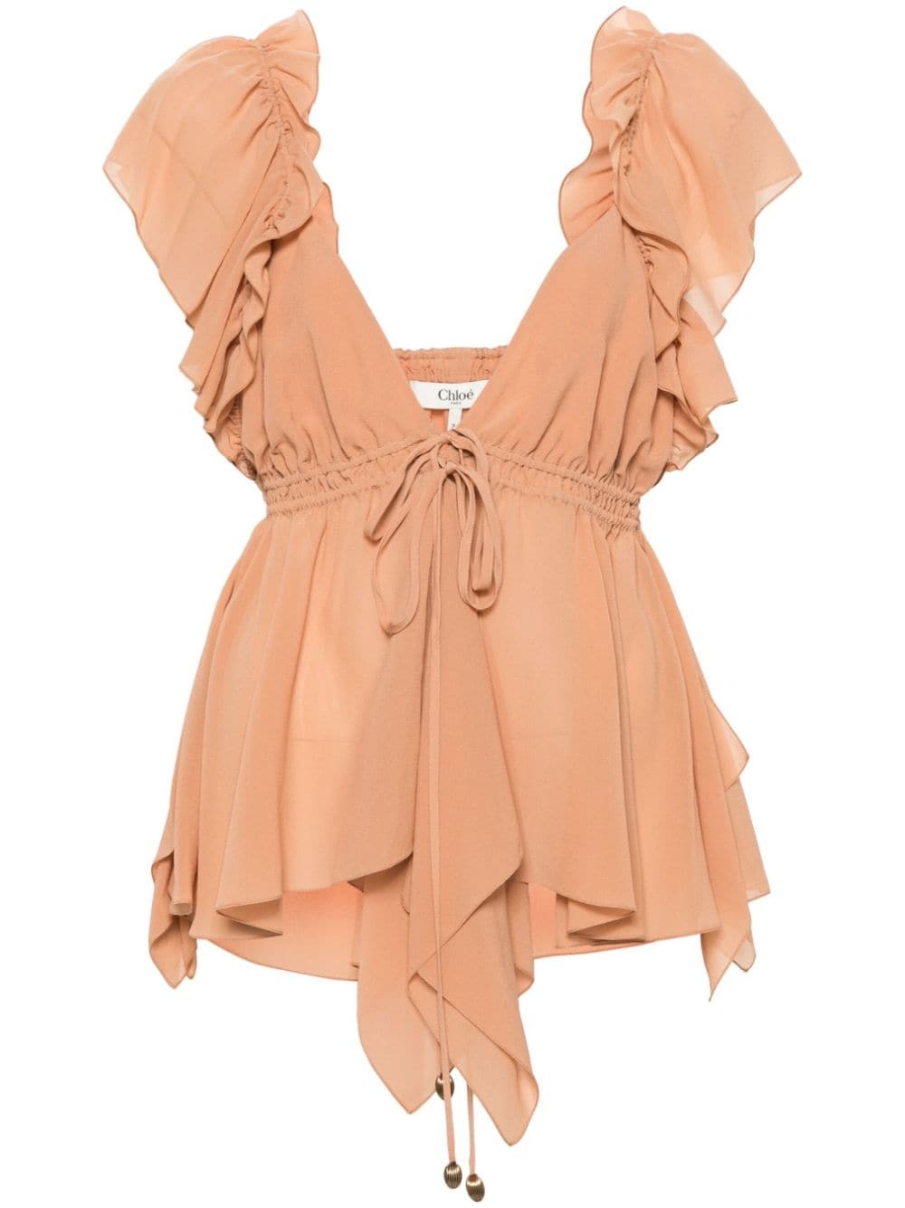 ruffled sleeveless silk blouse - 1