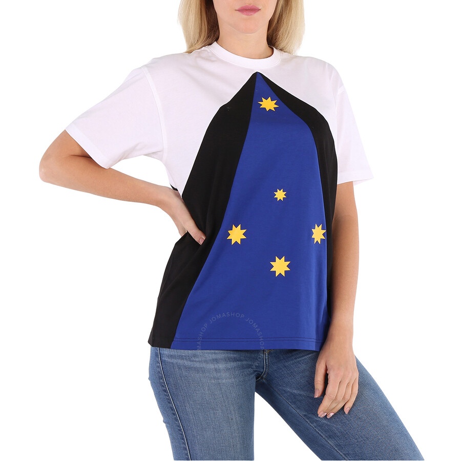 Burberry Ladies Oceanic Blue Colour-Block Star-Print T-Shirt - 4