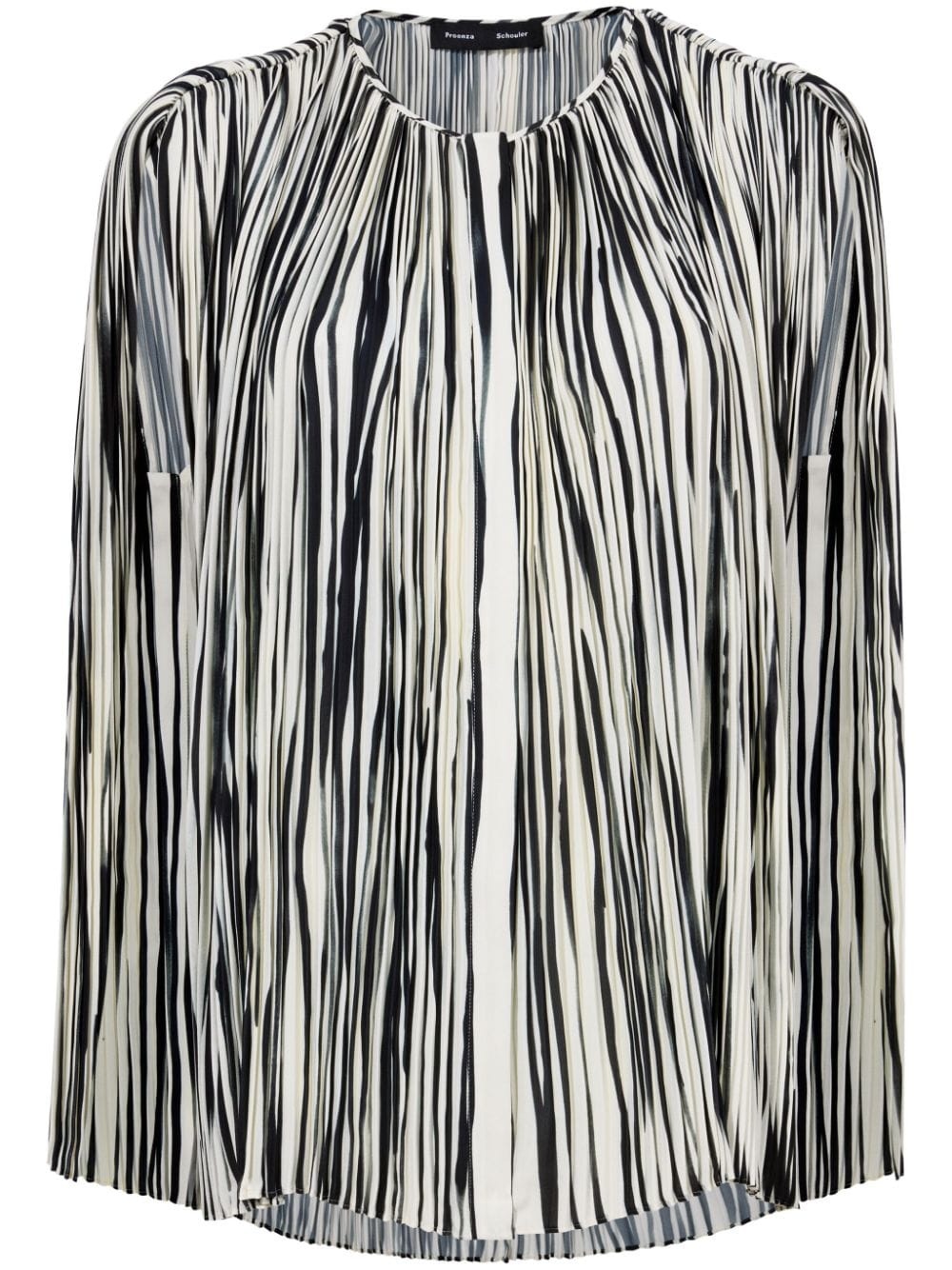 striped pleated chiffon blouse - 1