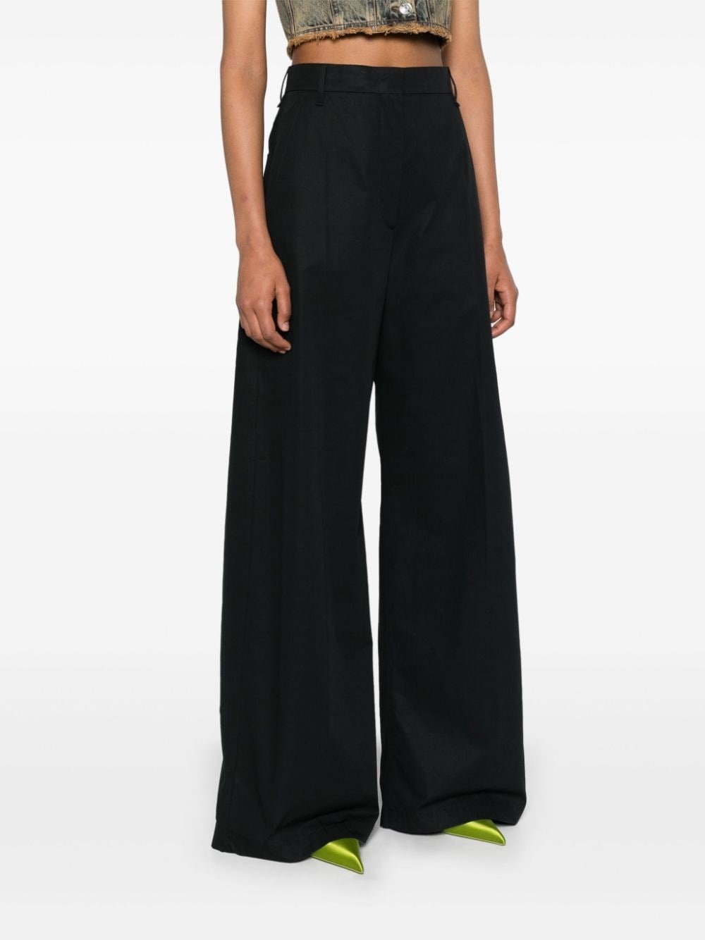 wide-leg cotton trousers - 3