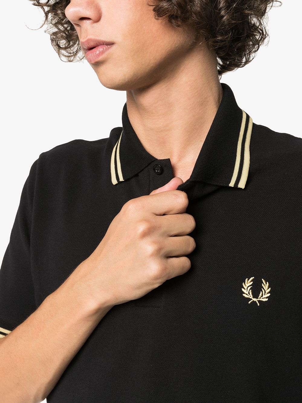 stripe-trimmed polo shirt - 5