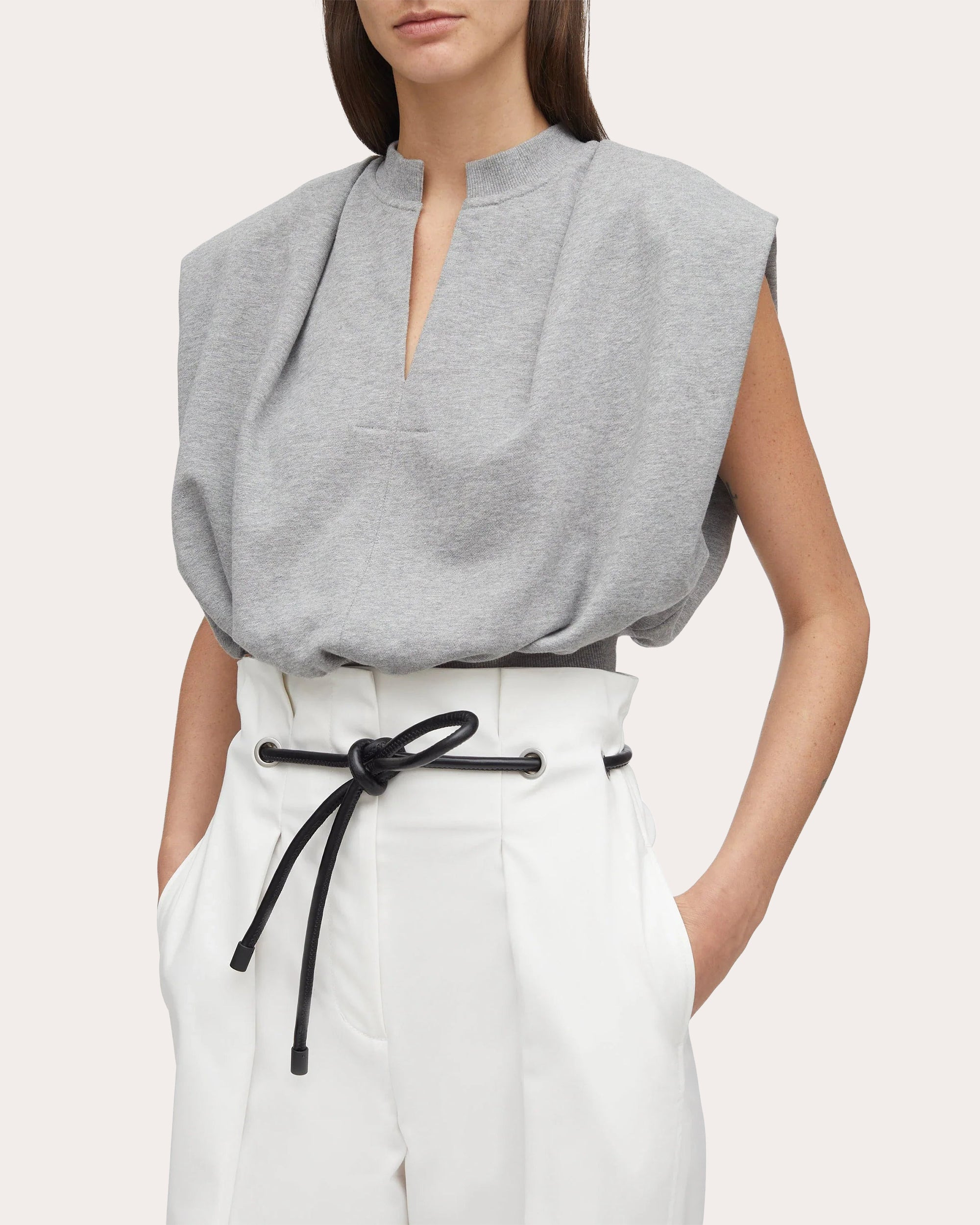Pleated Stretch-Cotton Paperbag Waist Pants - 4