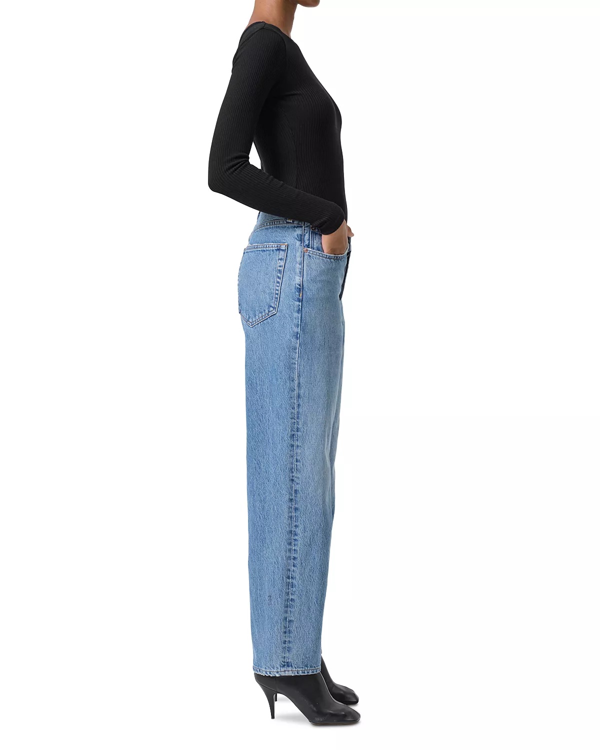 V-Waist High Rise Baggy Jeans in Fairway - 4