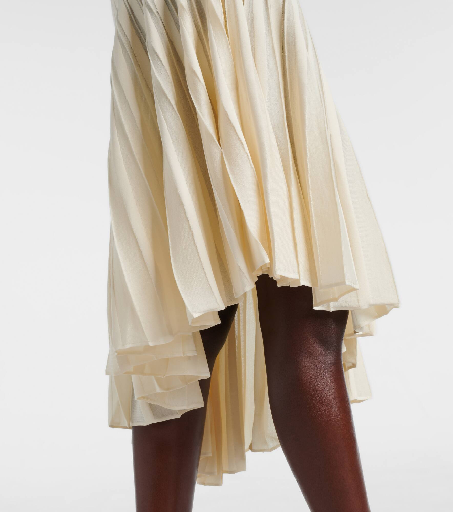 Asymmetric pleated crêpe midi dress - 5