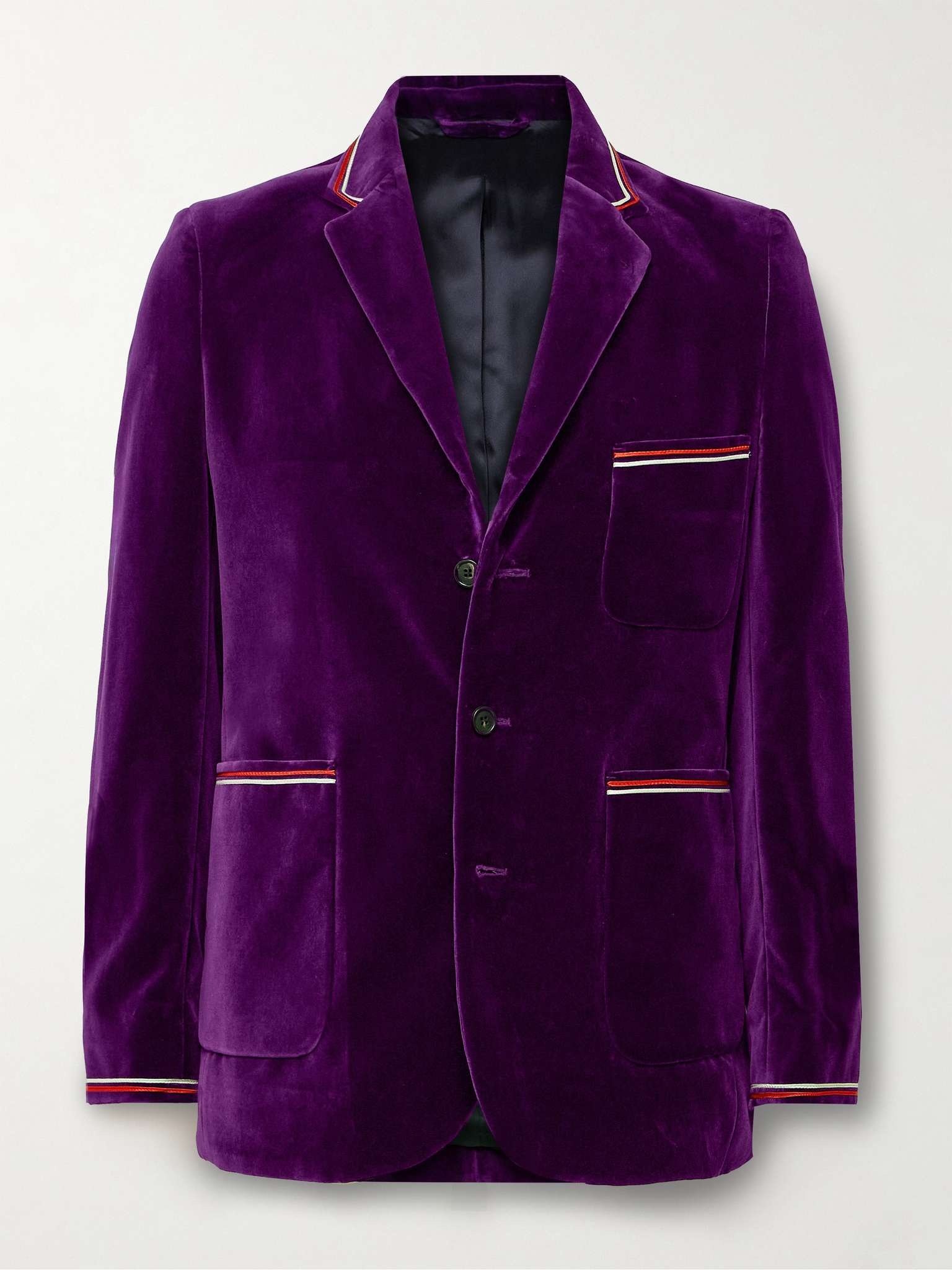 Showcase Soutache-Trimmed Cotton-Velvet Suit Jacket - 1