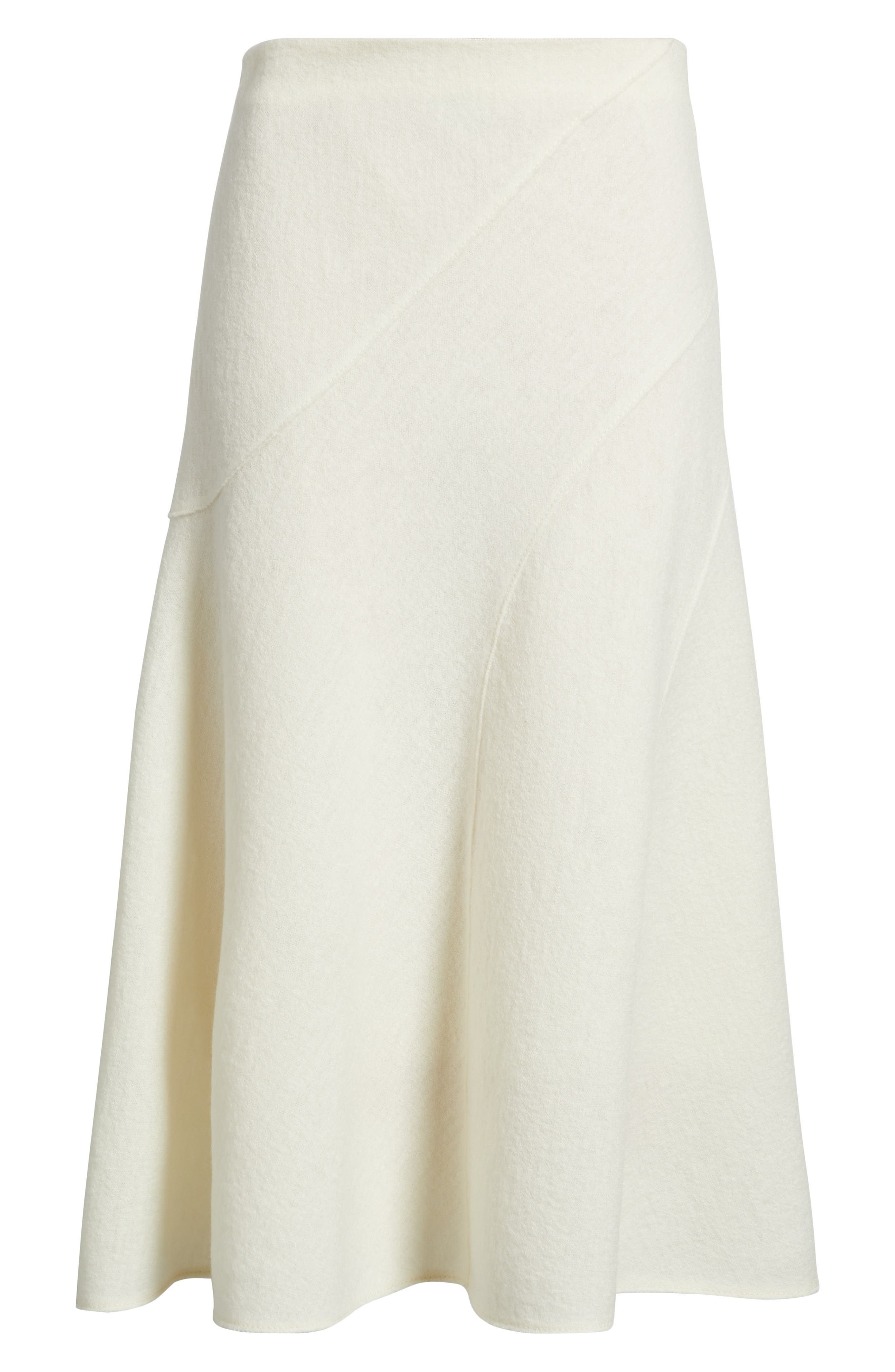 BOSS Vicena Maxi Woven Boiled Wool Skirt in Soft Cream at Nordstrom - 5